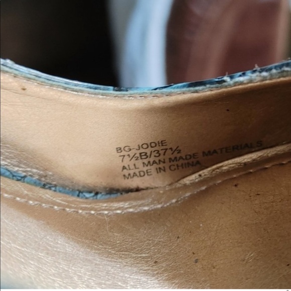 💋BCBGeneration Teal Croc Print Platform Heels Chunky 7.5 - Picture 8 of 12